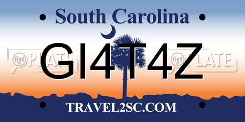 GI4T4Z South Carolina License Plate