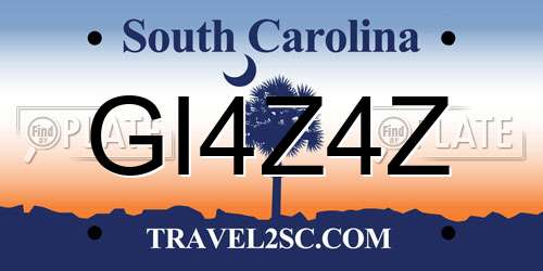 GI4Z4Z South Carolina License Plate