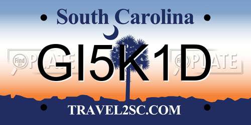 GI5K1D South Carolina License Plate