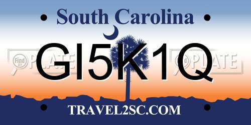 GI5K1Q South Carolina License Plate