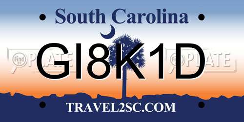 GI8K1D South Carolina License Plate