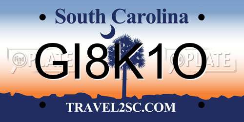 GI8K1O South Carolina License Plate