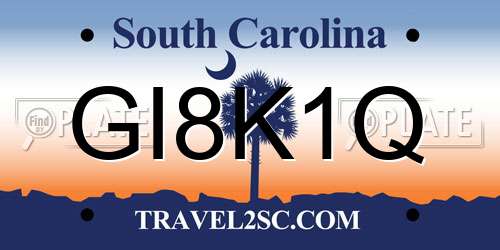 GI8K1Q South Carolina License Plate