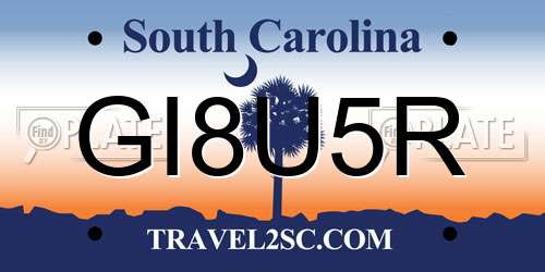 GI8U5R South Carolina License Plate
