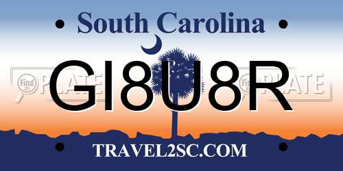 GI8U8R South Carolina License Plate