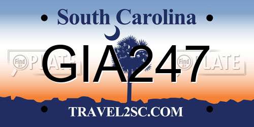 GIA247 South Carolina License Plate