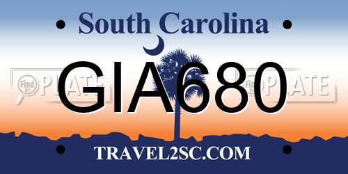 GIA680 South Carolina License Plate