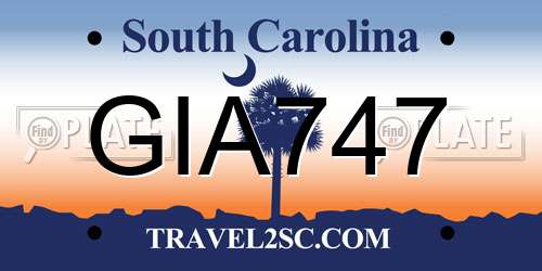 GIA747 South Carolina License Plate