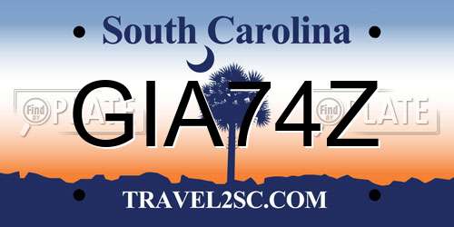 GIA74Z South Carolina License Plate