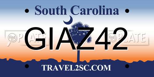 GIAZ42 South Carolina License Plate