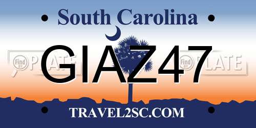 GIAZ47 South Carolina License Plate