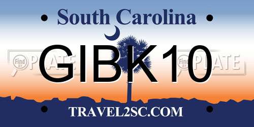 GIBK10 South Carolina License Plate