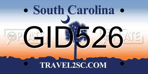 GID526 South Carolina License Plate