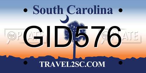 GID576 South Carolina License Plate