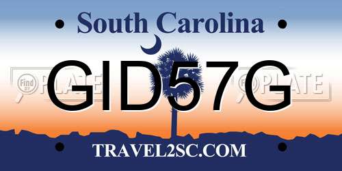 GID57G South Carolina License Plate