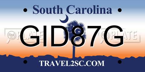 GID87G South Carolina License Plate