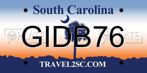 GIDB76 South Carolina License Plate