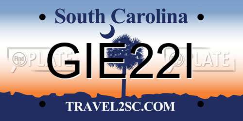 GIE22I South Carolina License Plate
