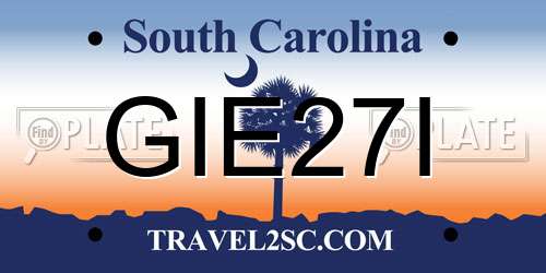 GIE27I South Carolina License Plate