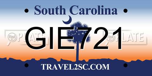 GIE721 South Carolina License Plate