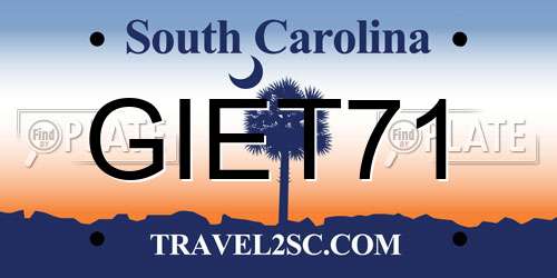 GIET71 South Carolina License Plate