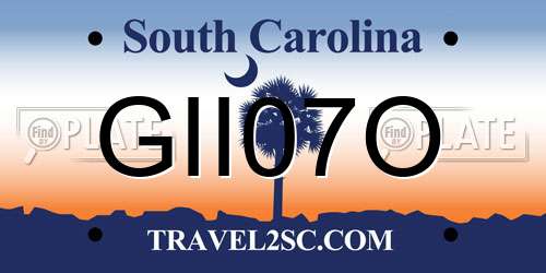 GII07O South Carolina License Plate