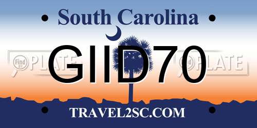 GIID70 South Carolina License Plate