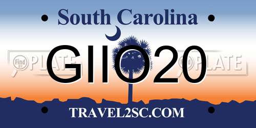 GIIO20 South Carolina License Plate