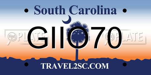 GIIO70 South Carolina License Plate