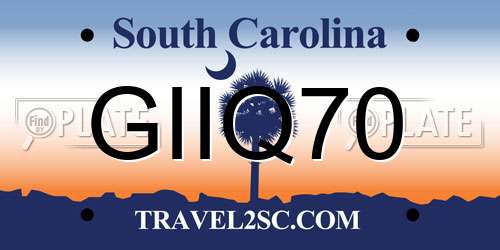 GIIQ70 South Carolina License Plate