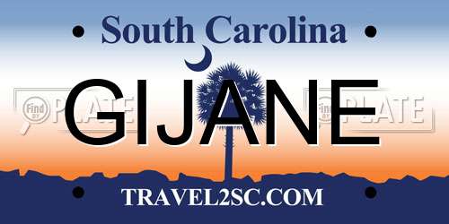 GIJANE South Carolina License Plate