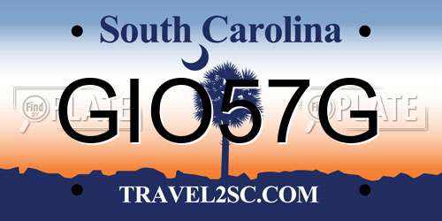 GIO57G South Carolina License Plate