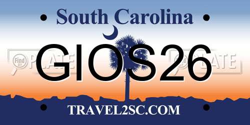 GIOS26 South Carolina License Plate