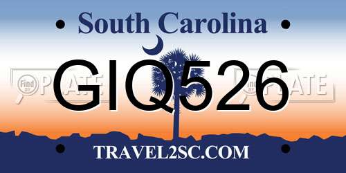 GIQ526 South Carolina License Plate