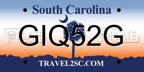 GIQ52G South Carolina License Plate