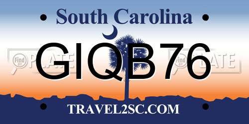GIQB76 South Carolina License Plate