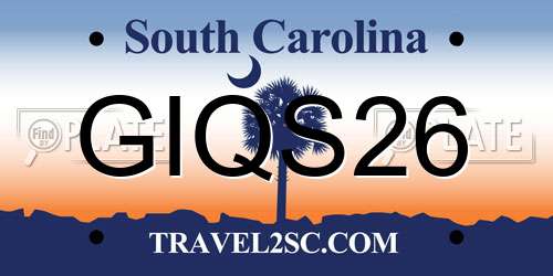 GIQS26 South Carolina License Plate