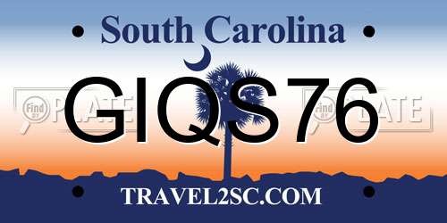 GIQS76 South Carolina License Plate
