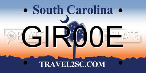 GIR00E South Carolina License Plate