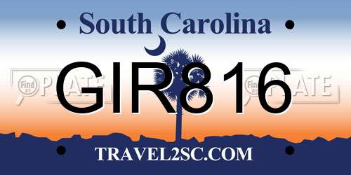 GIR816 South Carolina License Plate