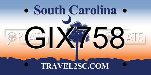GIX758 South Carolina License Plate