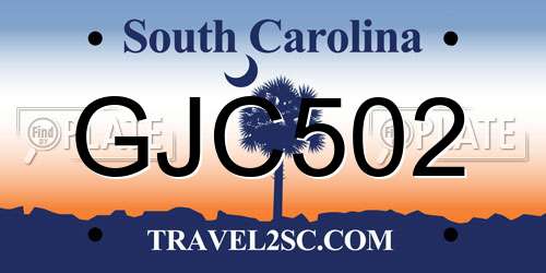 GJC502 South Carolina License Plate
