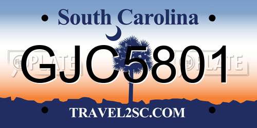 GJC5801 South Carolina License Plate