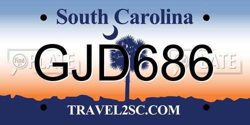 GJD686 South Carolina License Plate