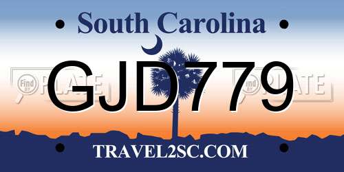 GJD779 South Carolina License Plate