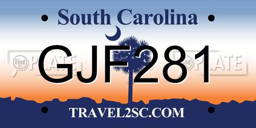 GJF281 South Carolina License Plate