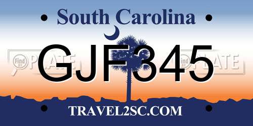 GJF345 South Carolina License Plate