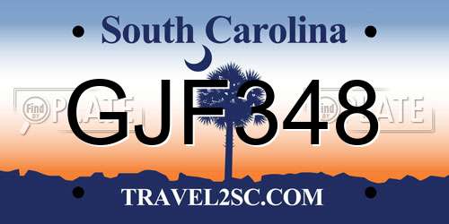 GJF348 South Carolina License Plate