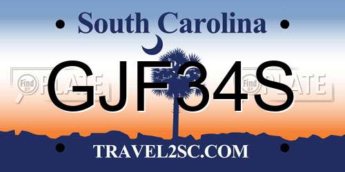 GJF34S South Carolina License Plate
