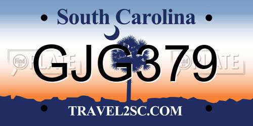 GJG379 South Carolina License Plate